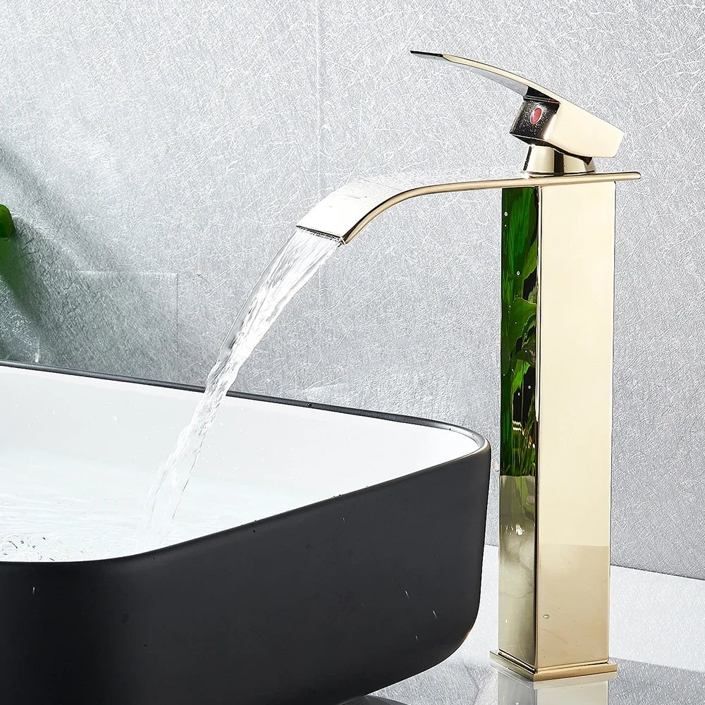 Stainless Steel Waterfall Basin Faucet Kitchen Faucet Sink Mixer Hot Cold Water Basin Crane Tap For Bathroom Wash Mixer Tap Mat