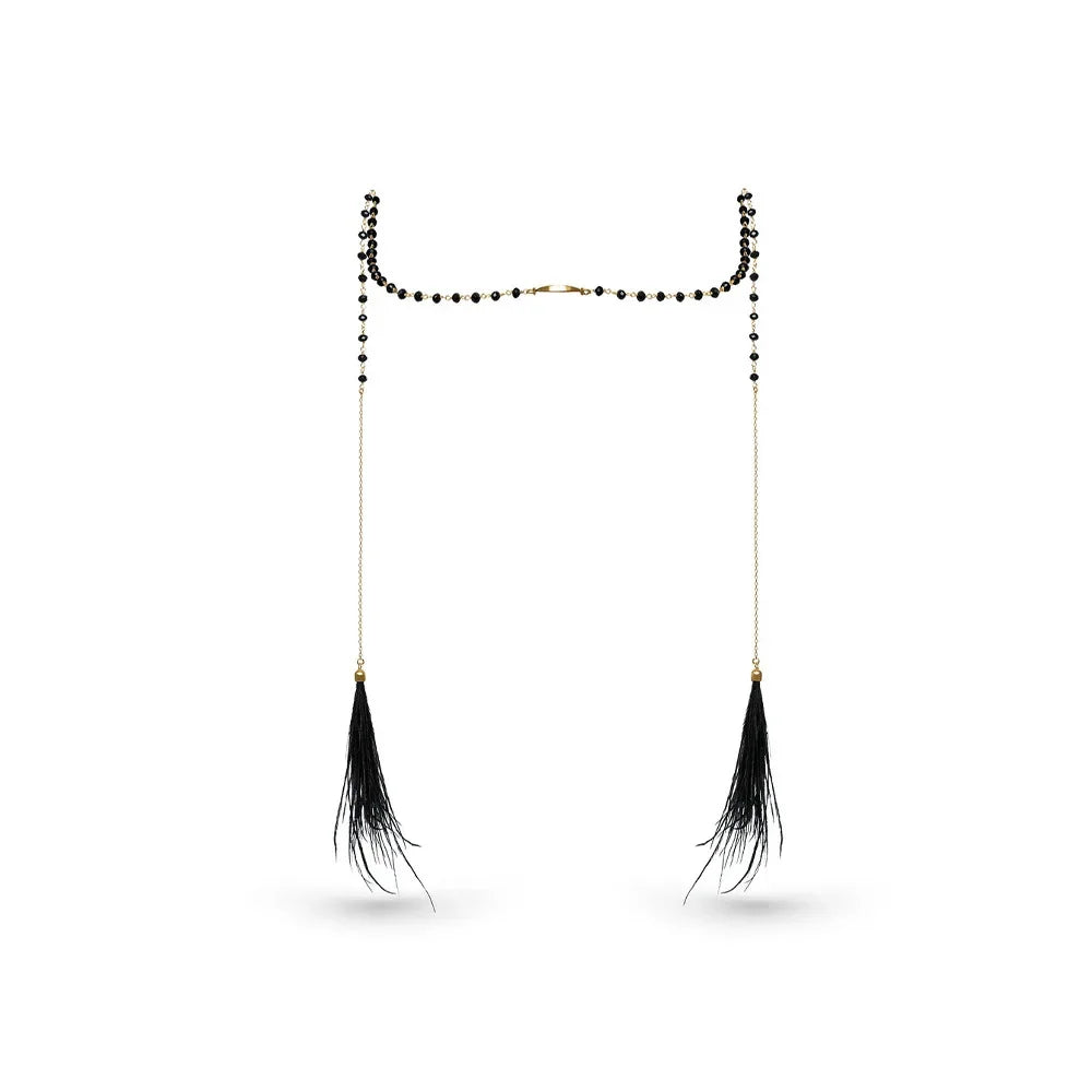 Personalized Design Plated Face Chain, Feather Beaded Tassel Style, Women's Street Shooting Accessory, Hot Sale Popular Item