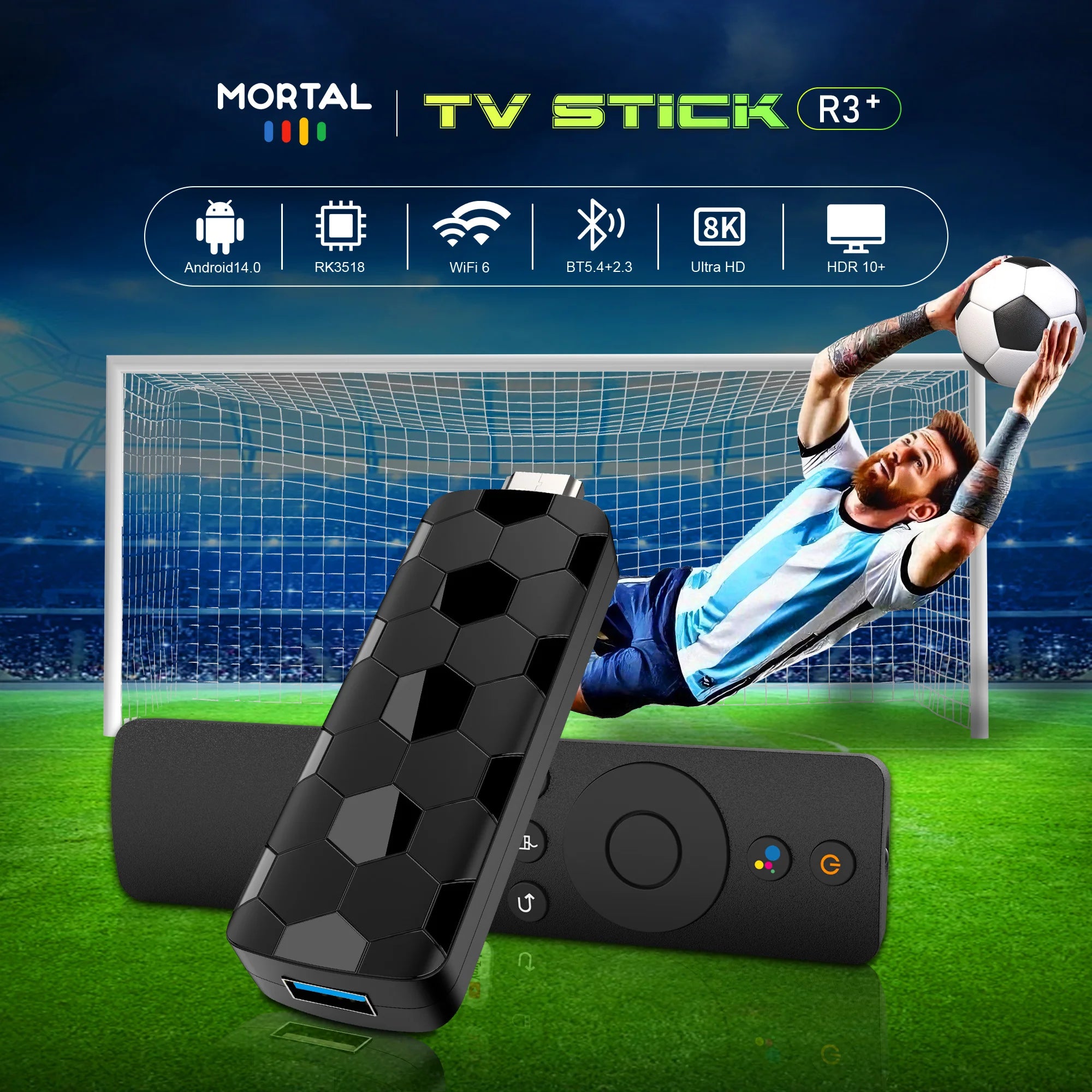 Mortal Q8 Android14 TV stick WIFI6 Voice Control TV stick  8K video RK3518 Netflix YouTube Tv box Free Live TV Streaming