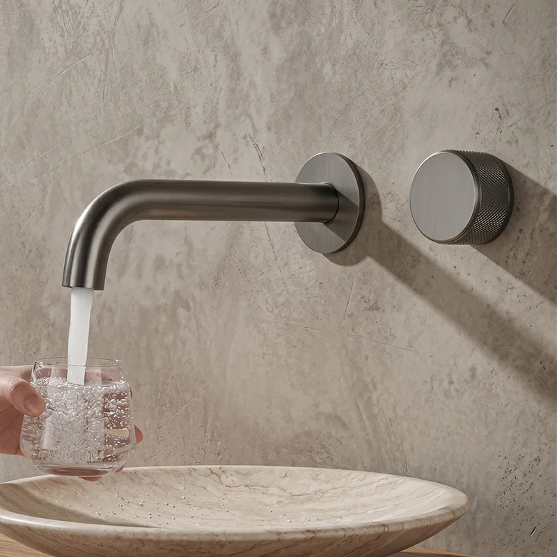 Wash Mixer Hot And Cold Water Wall Mounted Bathroom Basin Faucet Sink Tap Spout Bath Single Handle Ceramic Cartridge Crane