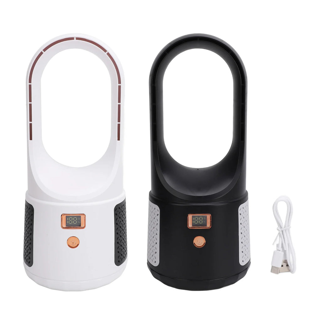 Desk Fan Powerful Airflow Energy Efficient 6 Speeds Wind Turbocharged Quiet Portable Bladeless Fan with Power Display for Home
