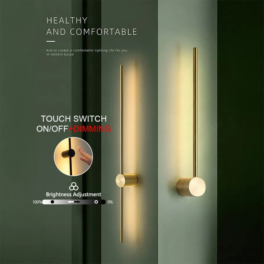2/1 PCS Modern Led Wall Lamp 350° Touch Switch Long Wall Light For Home Living Room Sofa Background Wall Sconce Lighting Fixture