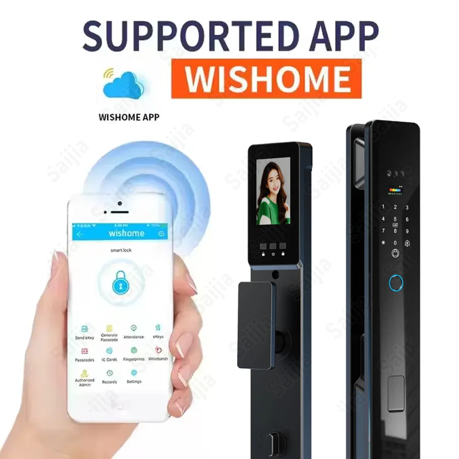 3D Face Fingerprint Recognition Digital Lock Waterproof WiFi Smart App-controlled Keyless Door Aluminum Alloy Electronic Door