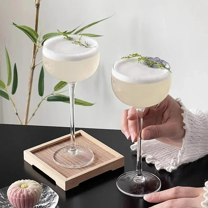 Japanese Handmade Cocktail Martini Glasses Slightly Tipsy Wine Glasses Crystal Tower Cups Goblets Tea Wine Glasses