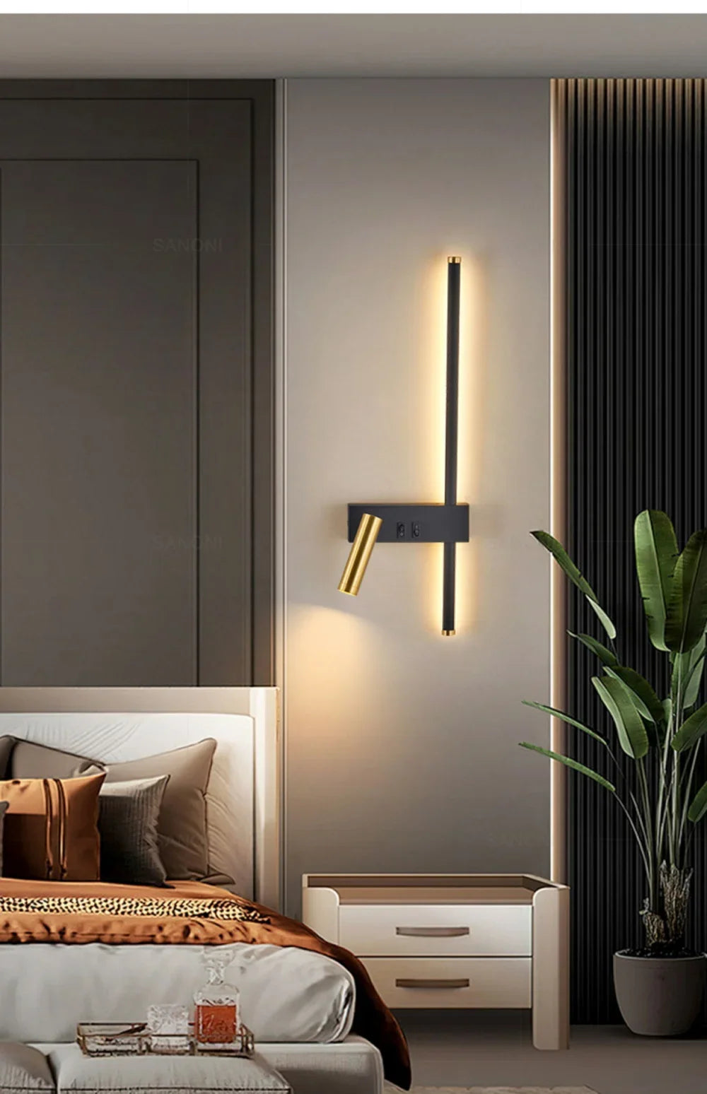 Modern LED Wall Lamp with Reading Spotlight for Living Room Sofa Bedroom Background Bedside Wall Light Bedside Lighting Fixture