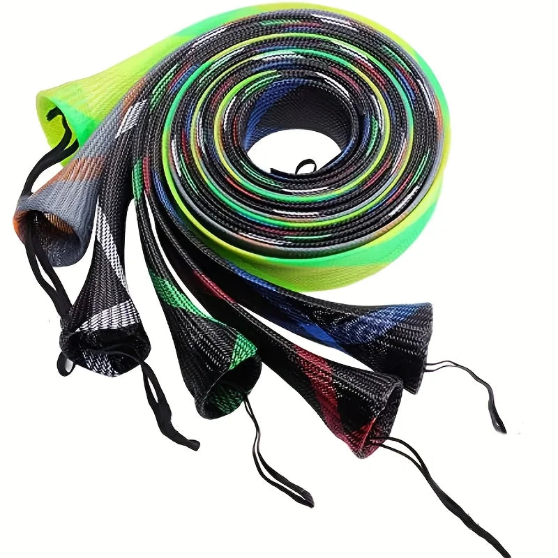 6PCS Fishing Rod Sleeves Your Fishing Rod And Enhance Your Casting Ability Woven Mesh Cover for Musky Ice Fly Spey Fishing Rods