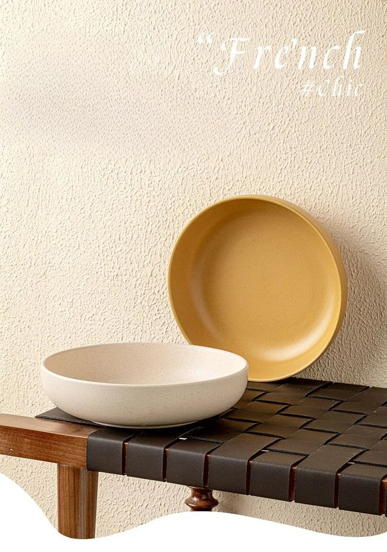 8 inches Porcelain Round Deep Bowl,Kitchen Tableware,Large Soup Salad Bowls,Dinner Plate,Microwave,Dishwasher,Safe,Dinnerware