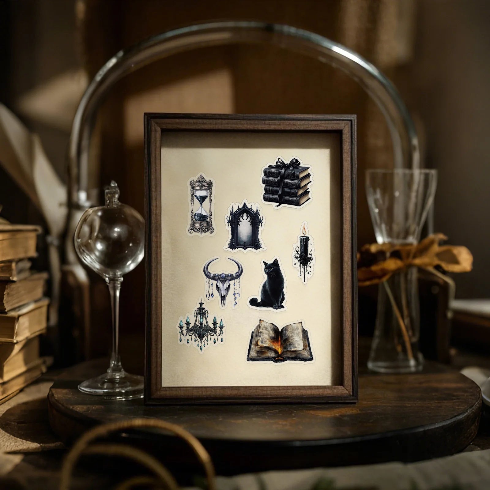 50Pcs Vintage Gothic Magic Stickers for Notebooks, Drinking Glasses, Guitars, Skateboards, Phones, Tablets