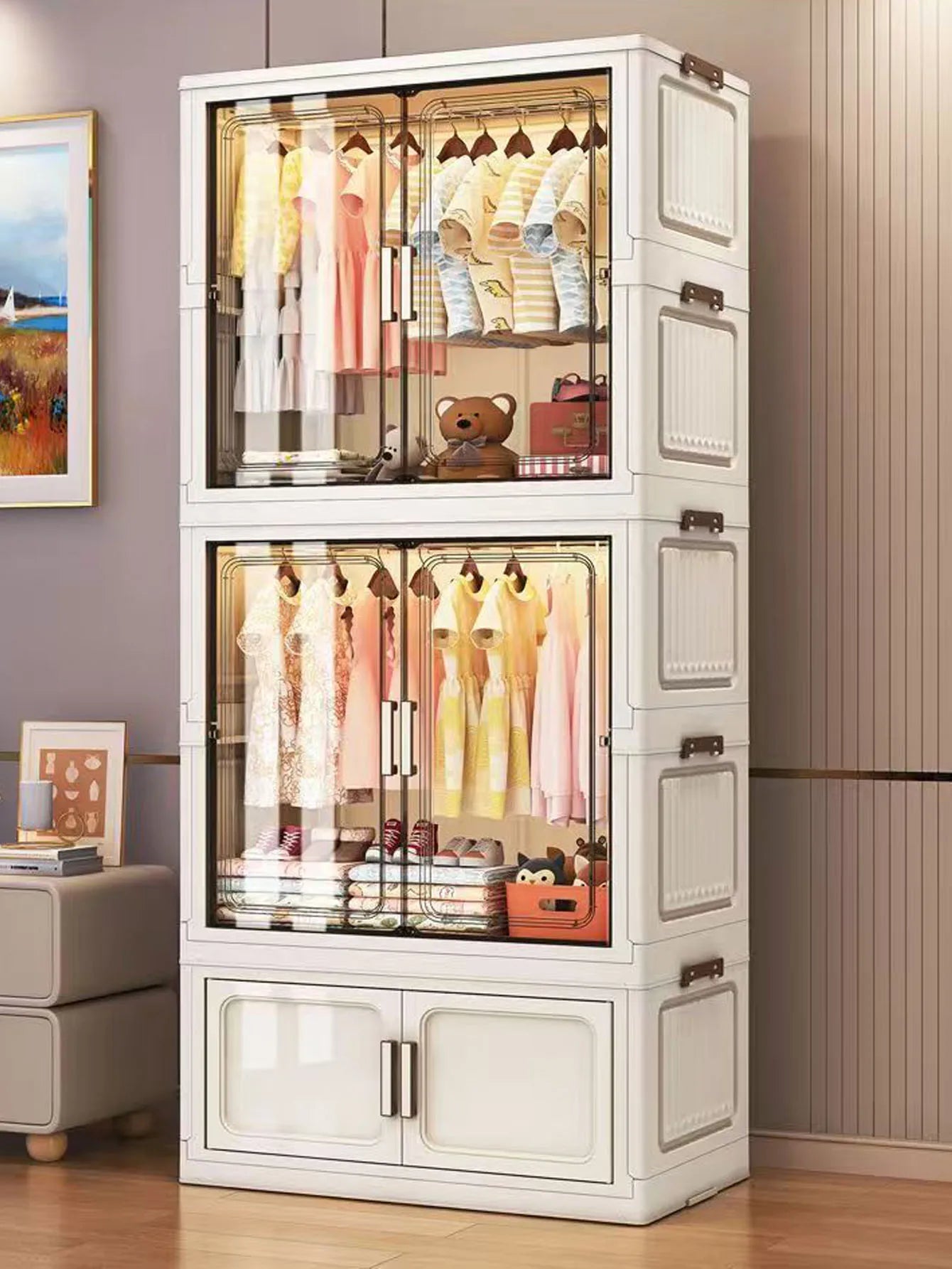 Folding Storage Cabinet Wall Mounted Foldable Locker Compact Organizer for Home Office Space Saving Design