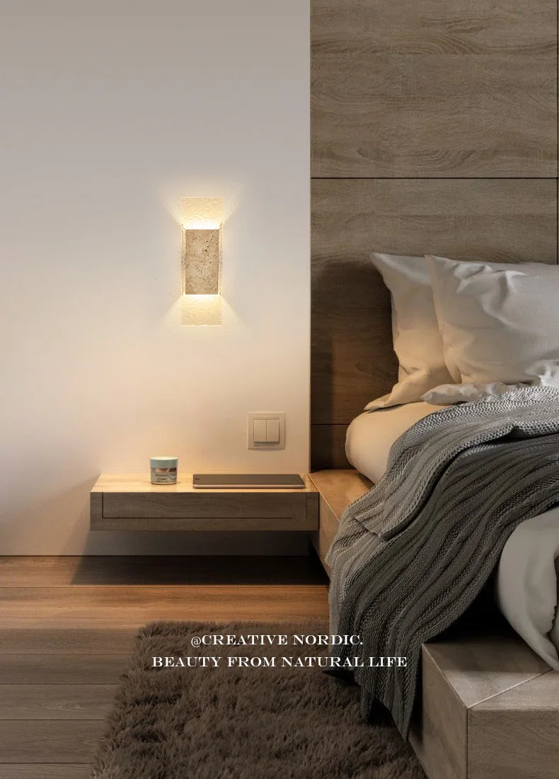 Outdoor Waterproof Wall Lamps Strip Natural Stone Wall Lights 18W LED Porch Wall Sconces Bedroom Exterior Lighting Fixtures