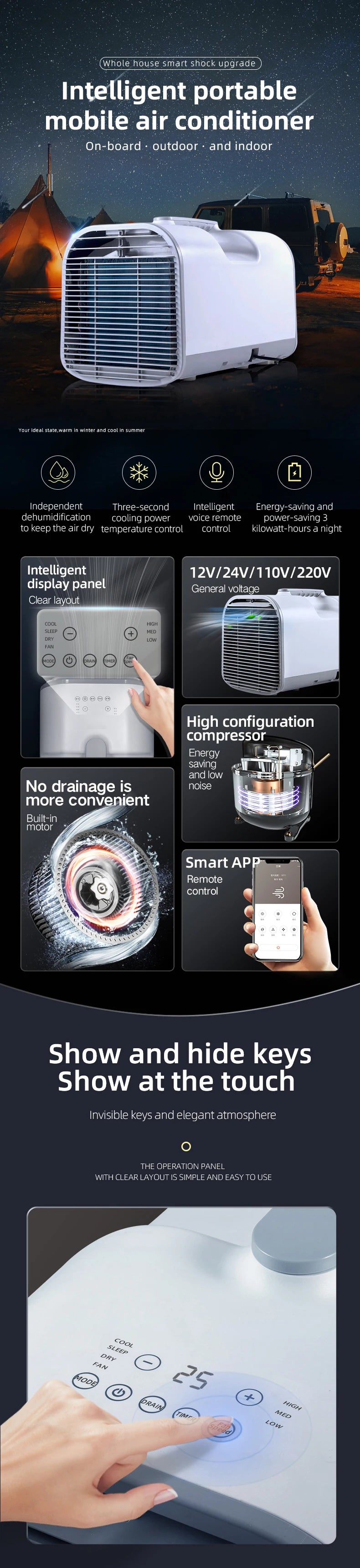 4200 BTU Mobile Air Conditioner With 3 Wind Speed Mode 110V 220V Outdoor Air Conditioner Portable For Camping