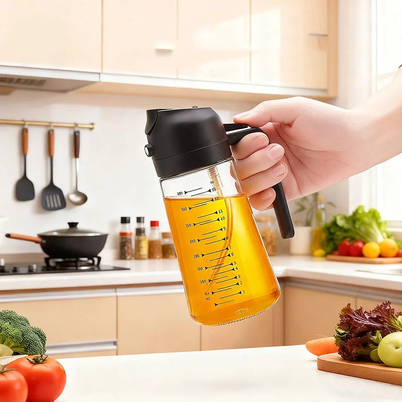 16Oz/470Ml Glass Olive Oil Sprayer for Cooking – 2 in 1 Olive Oil Dispenser Bottle for Kitchen Gadgets and Air Fryer Accessories