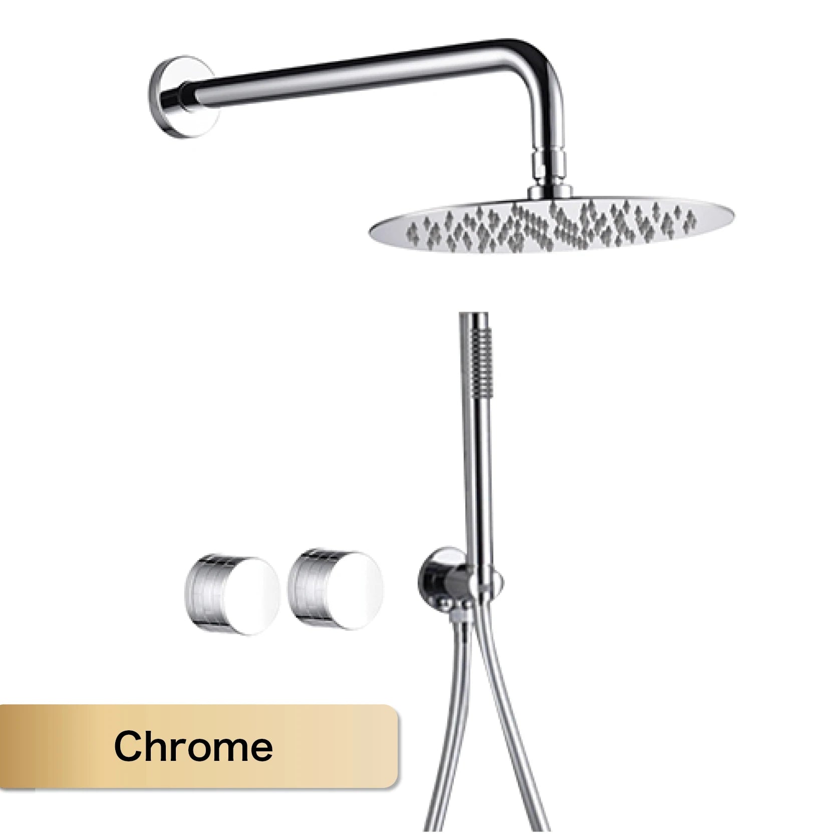 Luxury Gun Gray Brass Wall Mounted Shower System with Embedded Design, Dual Handle Hot and Cold Water, Simple Bathroom Faucet