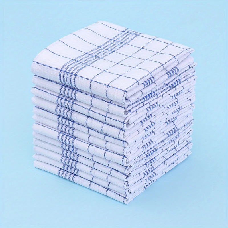 6/12Pcs, 45Cm*60Cm, Two-Color Kitchen Tea Towels, Pure Cotton Striped Plaid Kitchen Towels, Blue/Red Plaid, Dining Supplies, Kit