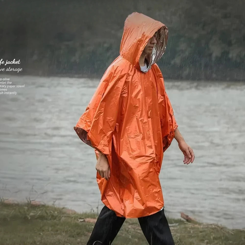 Emergency Raincoat Poncho Waterproof Rainwear Blanket Survival Camping Equipment Cold Insulation Rainwear Camping Equipment