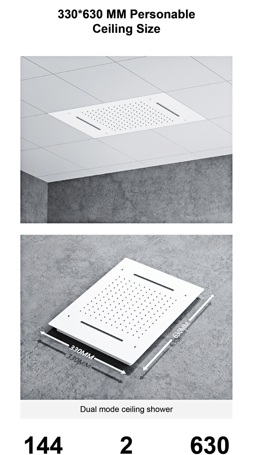 Luxury Gun Grey Brass Thermostatic Shower System Ceiling-Embedded Rainfall&Waterfall Outlet with LED Display Bathroom Mixer Tap