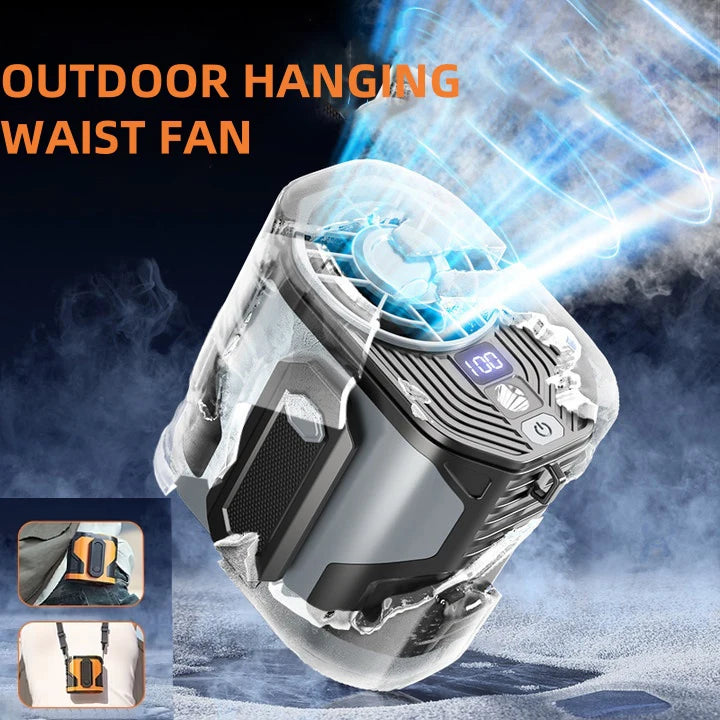 Wearable Waist-hanging Fan Portable Waist-clip Outdoor Construction Site Night Light Fan to Cool Down USB Mini Neck-hanging Fan