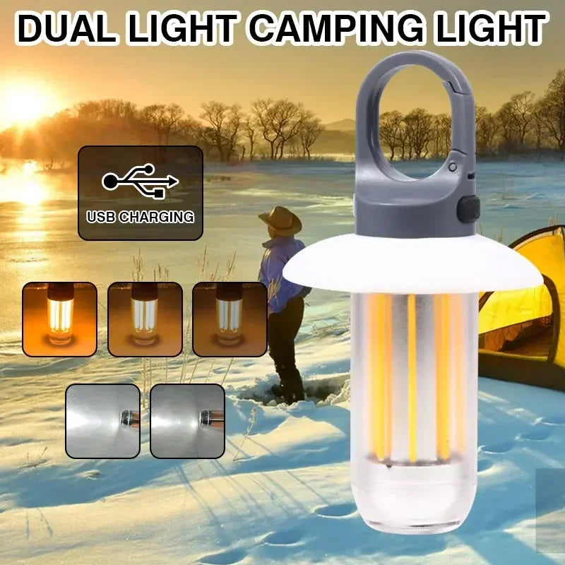 Camping Light Lightweight Handheld Torch  5 Lighting Modes Rechargeable Tent Lamp for Patio Climbing 8 Light Filaments