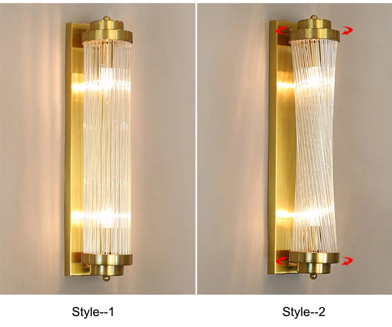 Luxury Led Wall Lamp For Living Room Brushed Gold Bedroom Scones Modern Creative Design Light Fixture Home Decor Glass Lighting