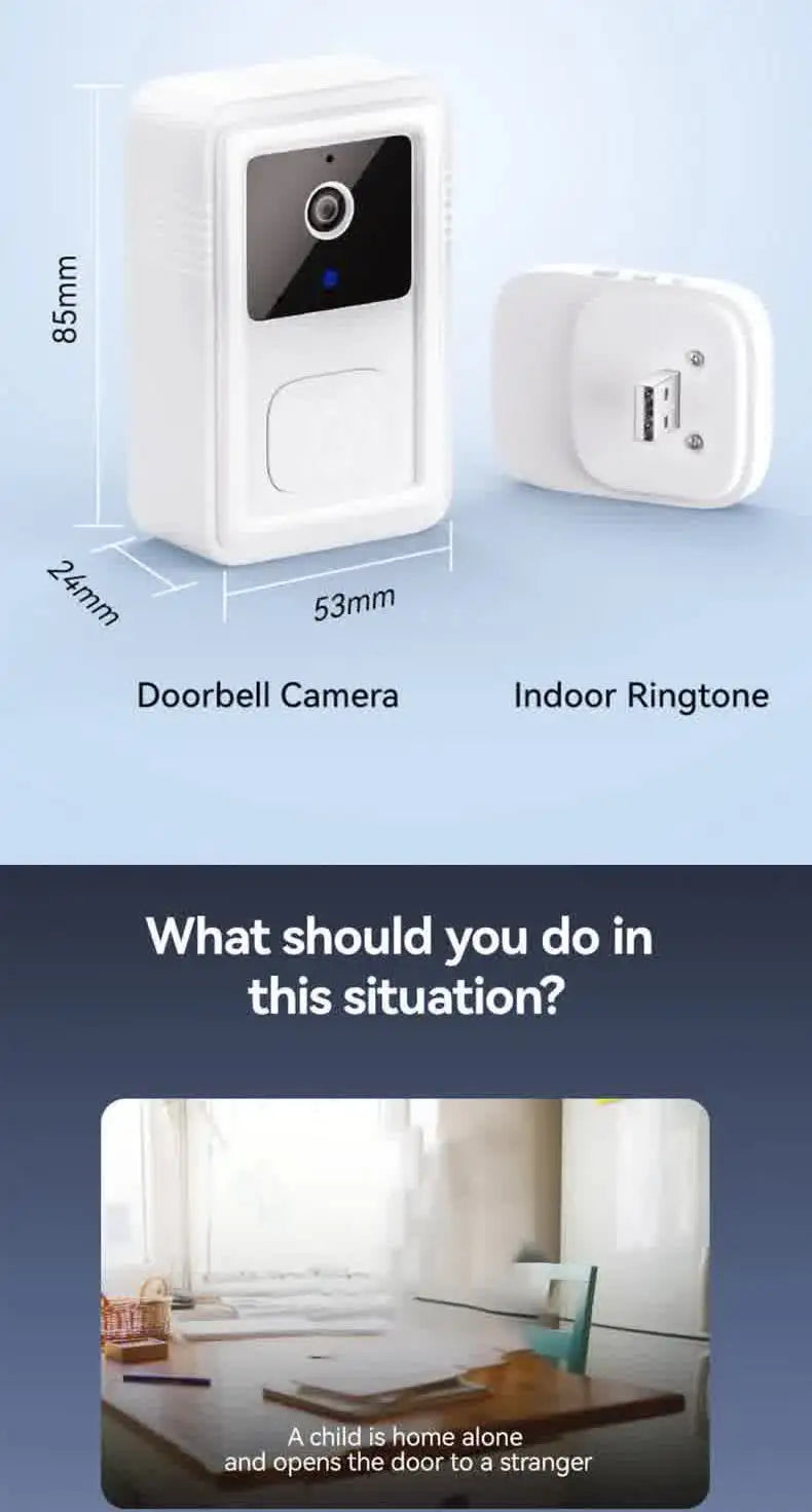 Smart Doorbell Camera Visual Security Doorbell Audio Video Intercom With Camera Wireless Self-Adhesive Night Vision App Control