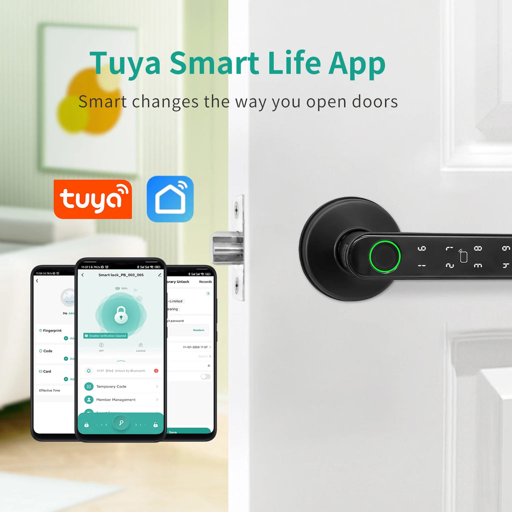 Electronic Lock With Fingerprint Password IC Card Unlock APP Remote Control Smart Door Locks Tuya Smart Home Security