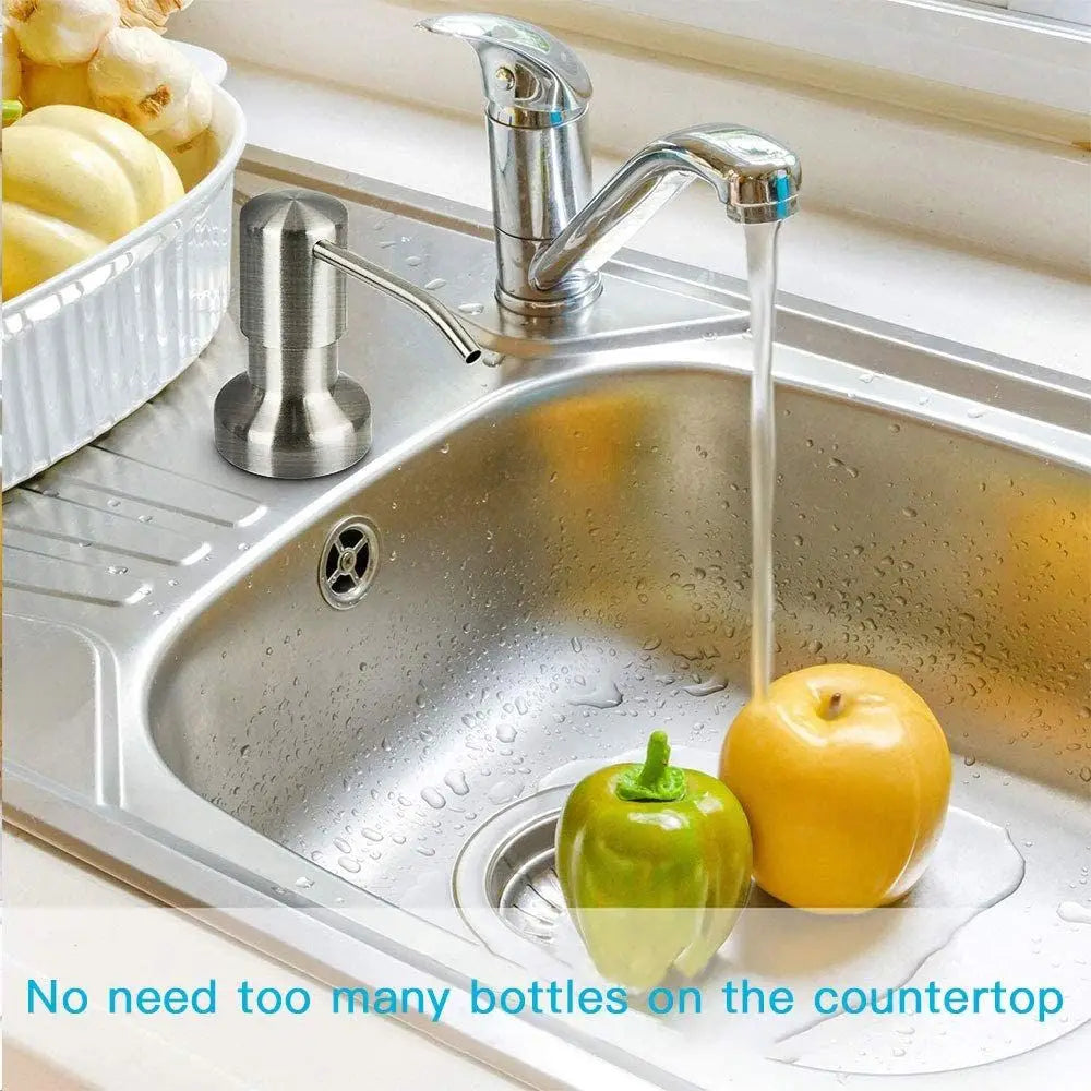 Stainless Steel Soap Dispenser Bathroom Kitchen Sink Mounted No-spill Water Pump Dishwashing Liquid Lotion Dispenser