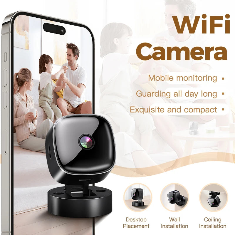 New Security Monitoring High Definition 4K 360 ° Rotating WiFi Mini Camera No Need for Plug in Night Vision Smart Home
