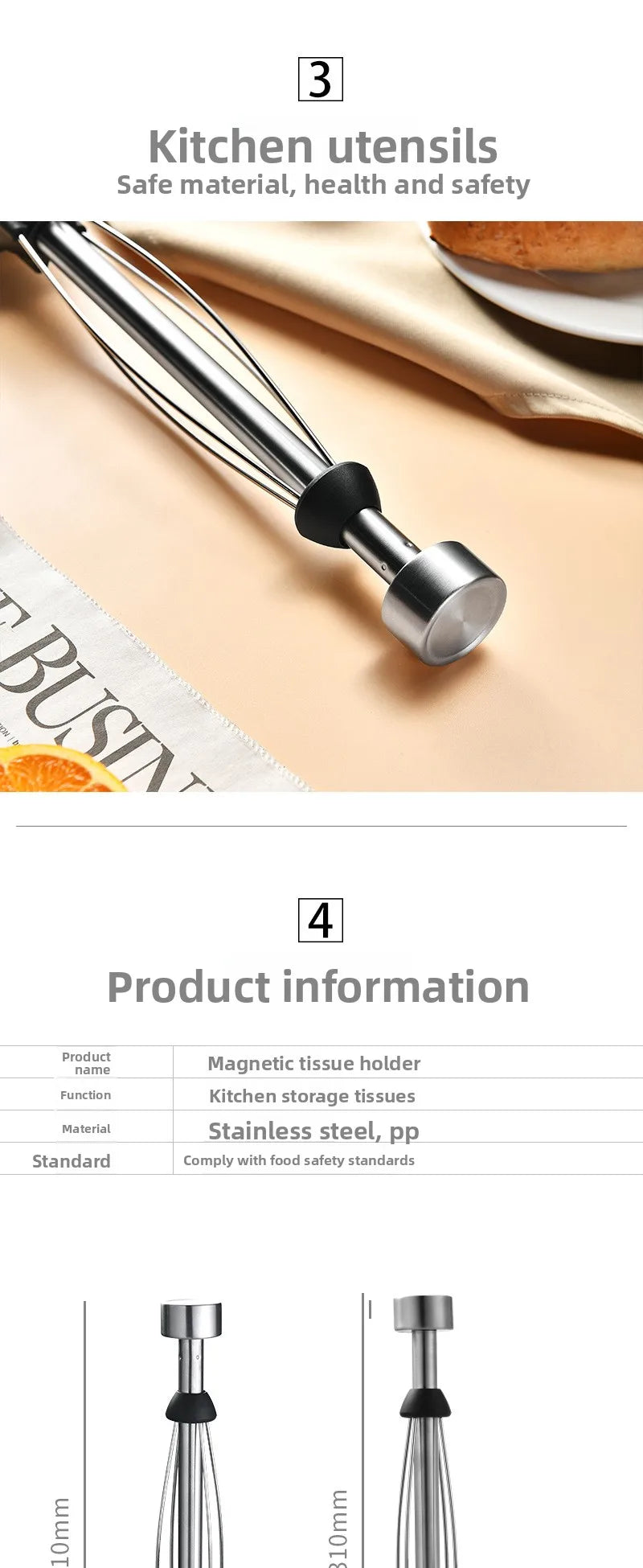 No-punch magnetic hanging kitchen paper towel holder