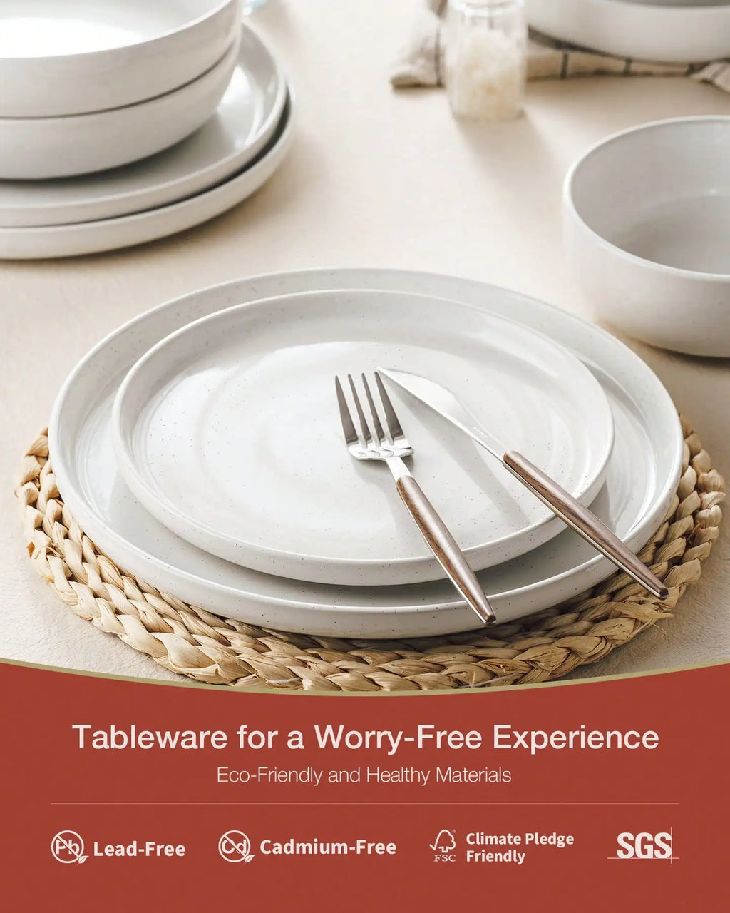 Dinnerware Sets Nordic Modern Dishes Set For 4 Off White Speckled Glazed Ceramic Stoneware 12 Pieces Plates And Bowls Set Microwave Safe For Home Kitchen Dining Housewarming Thanksgiving Christmas Gift
