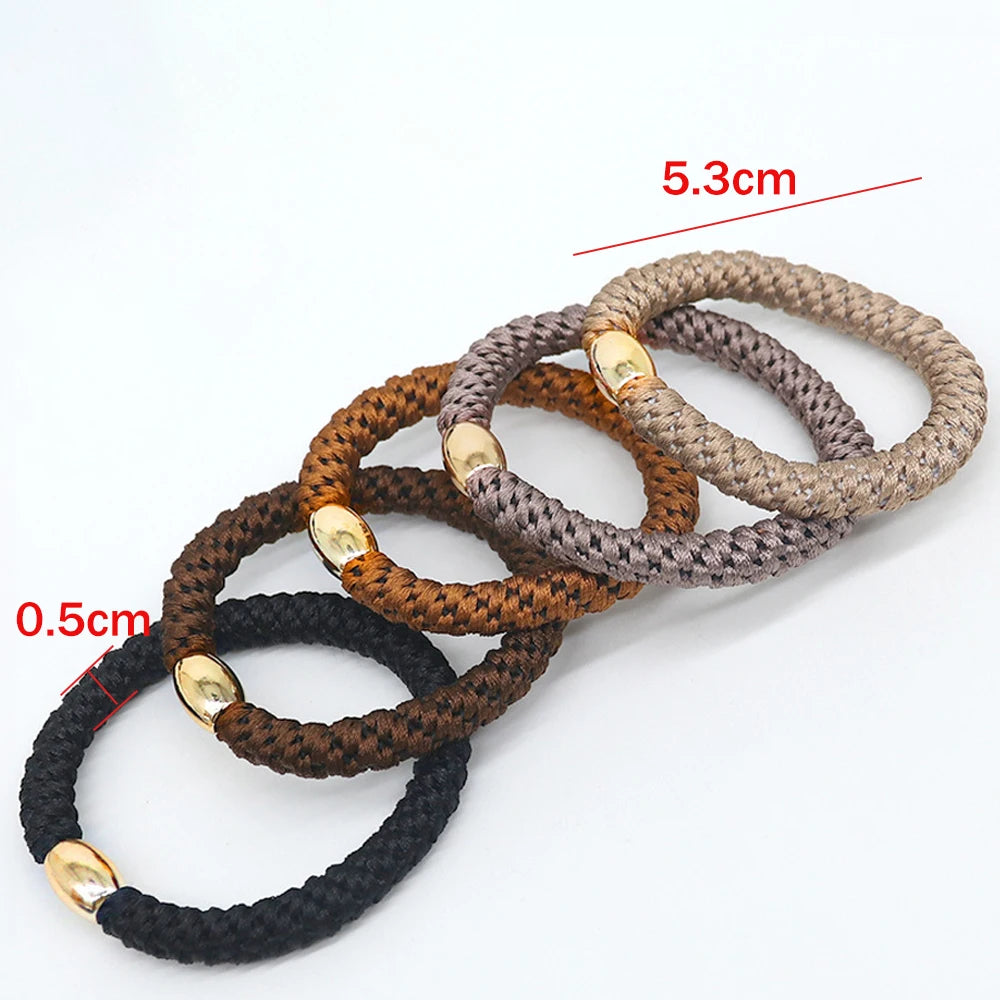 10pcs 5mm Black Mix Elastic Hair Ties Hair Bands No Damage Soft Ponytail Holders Hair Accessories for Girls Women
