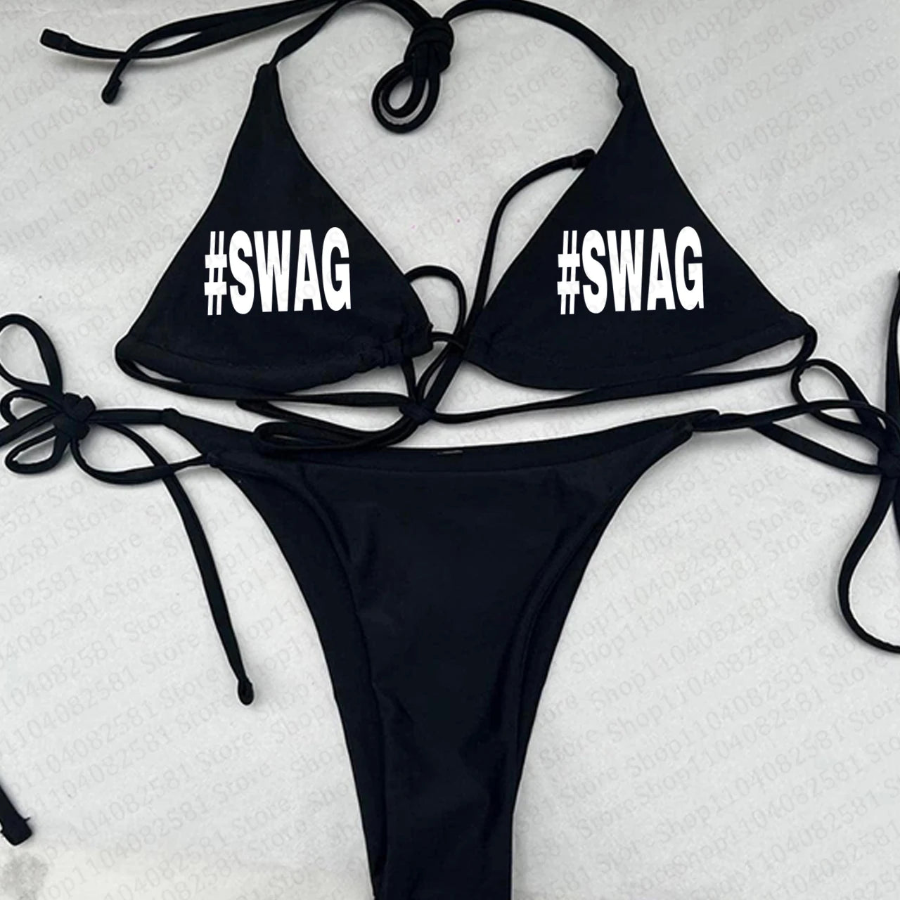 Gothic Y2K fashion letter print garbage sexy hip-hop rock swimsuit bikini retro 2000s female punk new beach swimsuit emo punk