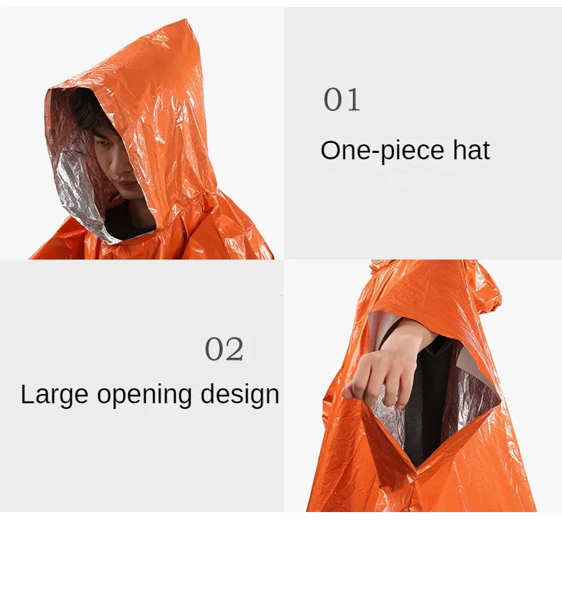 Emergency Raincoat Poncho Waterproof Rainwear Blanket Survival Camping Equipment Cold Insulation Rainwear Camping Equipment
