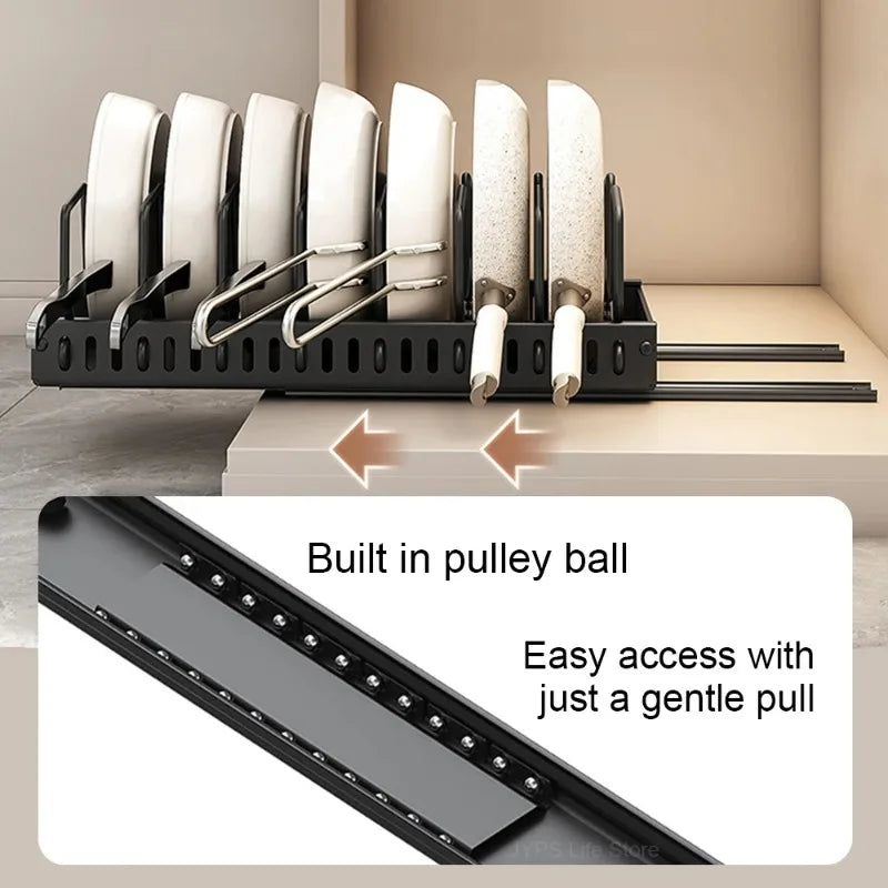 2026 Kitchen Multifunctional Organizer Pull Out for Pots/Pans Sliding Lid Holder Spice Rack & Dish Drying Racks Drawer Organizer