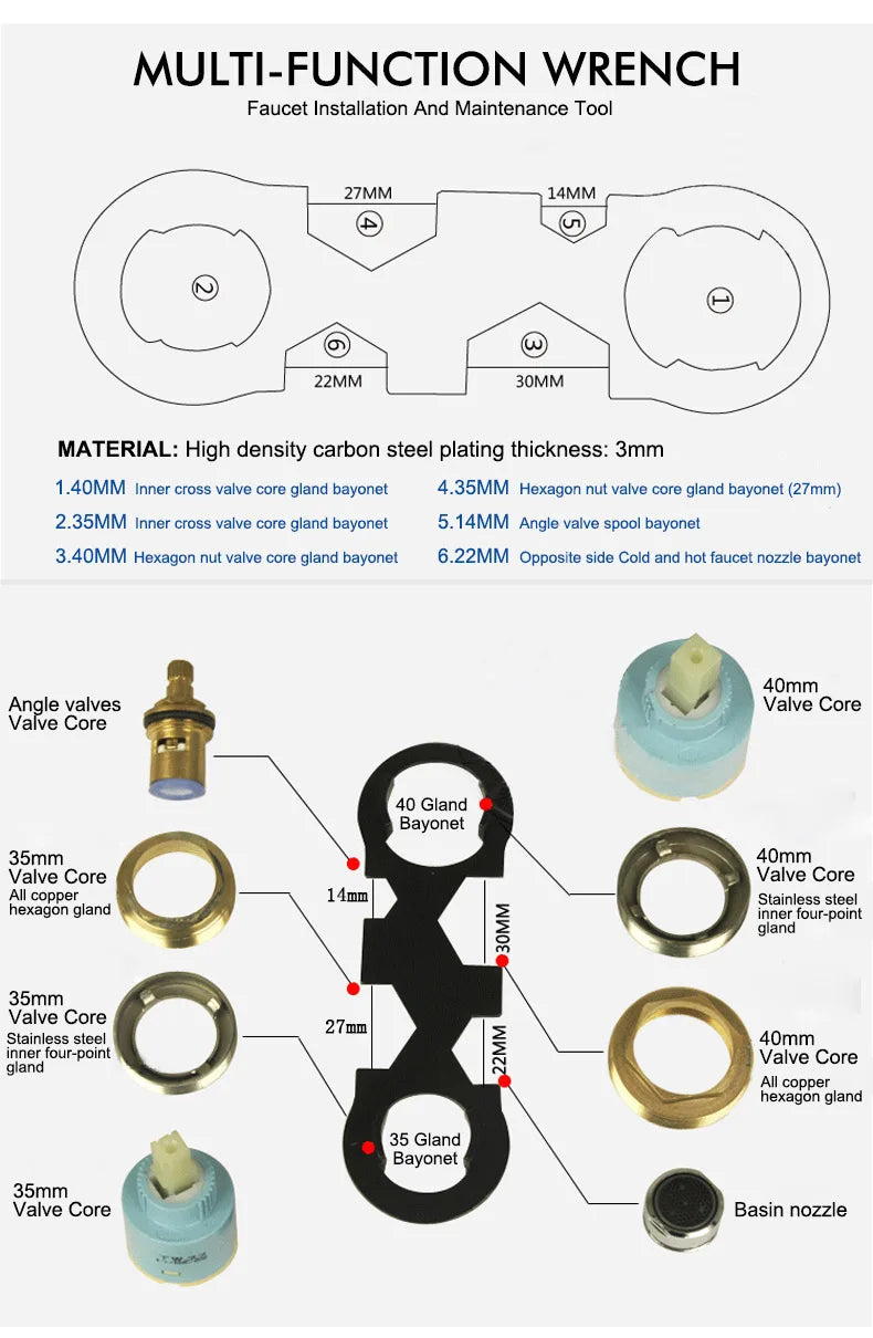 25mm/35mm/40mm Moen Replacement Ceramic Spool Water Mixer Tap Faucet Cartridge Kitchen Bathroom Faucet Replace Part