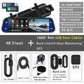 10"  Dash Cam 4K 3840*2160P Car Dvr Carplay Android Auto GPS 5G WIFI AUX Stream RearView Mirror Dashcam Camera Drive Recorder FM