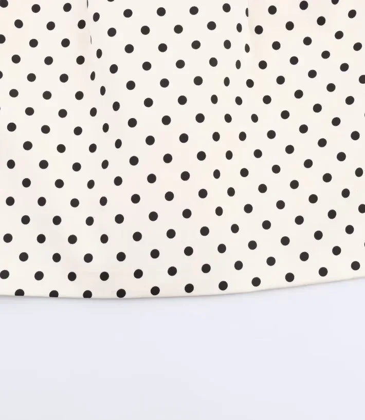 Elegant Lace-up Polka Dot Mini Dress Lady Chic Short-sleeved Waist Cinching Slim A-line Vestidos 2026 Women Evening Party Gowns