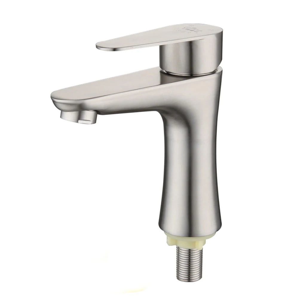 Bathroom Basin Faucet Stainless Steel Cold Water Tap Toilet Single Lever Kitchen Sink Tap Bathroom Washbasin Faucet