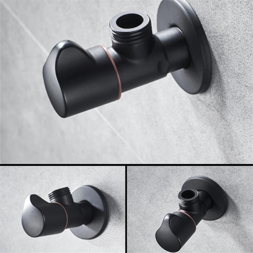 Black Stainless Steel Bathroom Filling Angle Valve G1/2 Threaded Standard Male Corner Bidet for Kitchen Cold Hot Tap Accessories