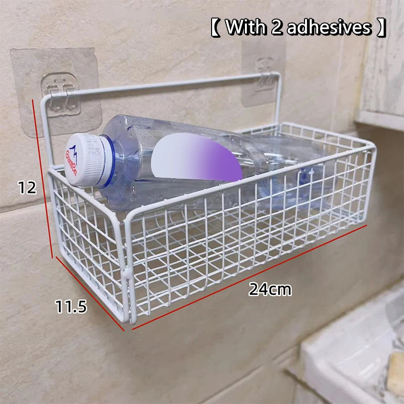 Kitchen Bathroom Storage Rack No Drilling Required Wall-Mounted Organizer Space-Saving Accessories Kit Supplies Essential