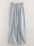 Blue Straight Pants For Women Elastic Wiast Jogger Quick-dry Sweatpants Baggy Embroidery Trousers Ladies Wide Leg Sport Pants