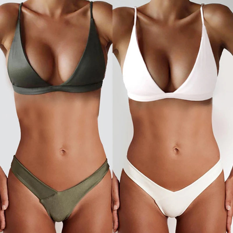 Bikini 2026 Solid Swimsuit Women Swimwear Push Up Bikini Set Brazilian Bathing Suit Summer Beach Wear Swimming Suit
