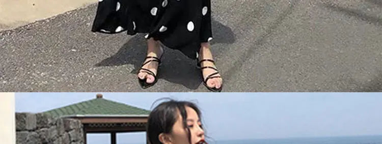 plus Size Polka Dot Chiffon Dr Romantic Slimming Long Skirt V Ne Elastic Waist Summer Faionable Casual Vintage Sle