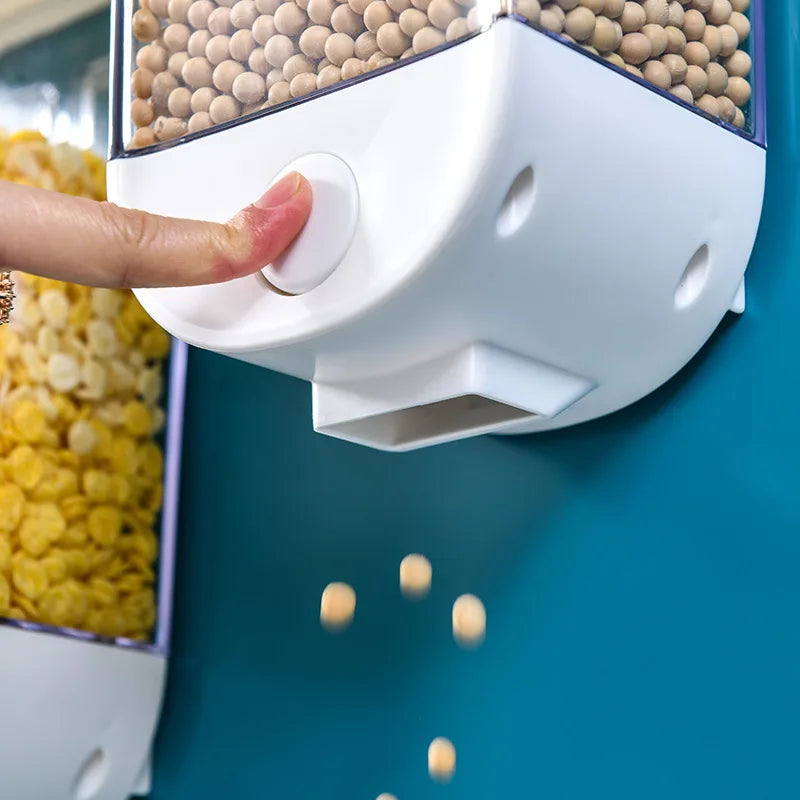 Kitchen Storage Food Organizer Wall Mounted Dry Food Cereal Dispenser Snack Grain Plastic Storage Container Box Rack for Home