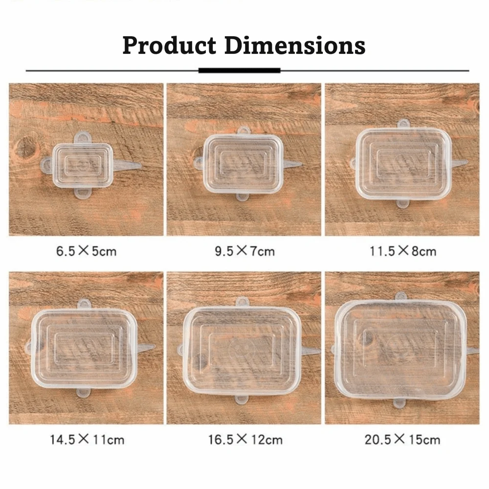 6PCS New Reusable Fresh-keeping Cover Kitchen Gadgets Stretch Silicone Lids Non-slip Bowl Cap