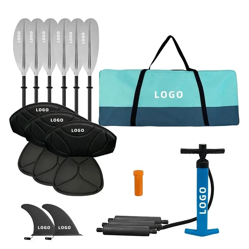 Inflatable Kayak 465CM Inflatable 3 Person Fishing Paddle Boat ,0.6mm PVC 8CM Drop Stitch 3 Chambers Ship for Ocean Lake Sea