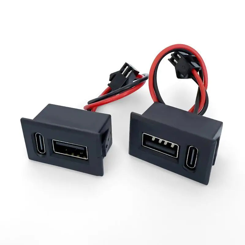 USB Female Base Type-C Double-Layer Socket Lamp Charging Socket Power Phone Socket With Cable Connector