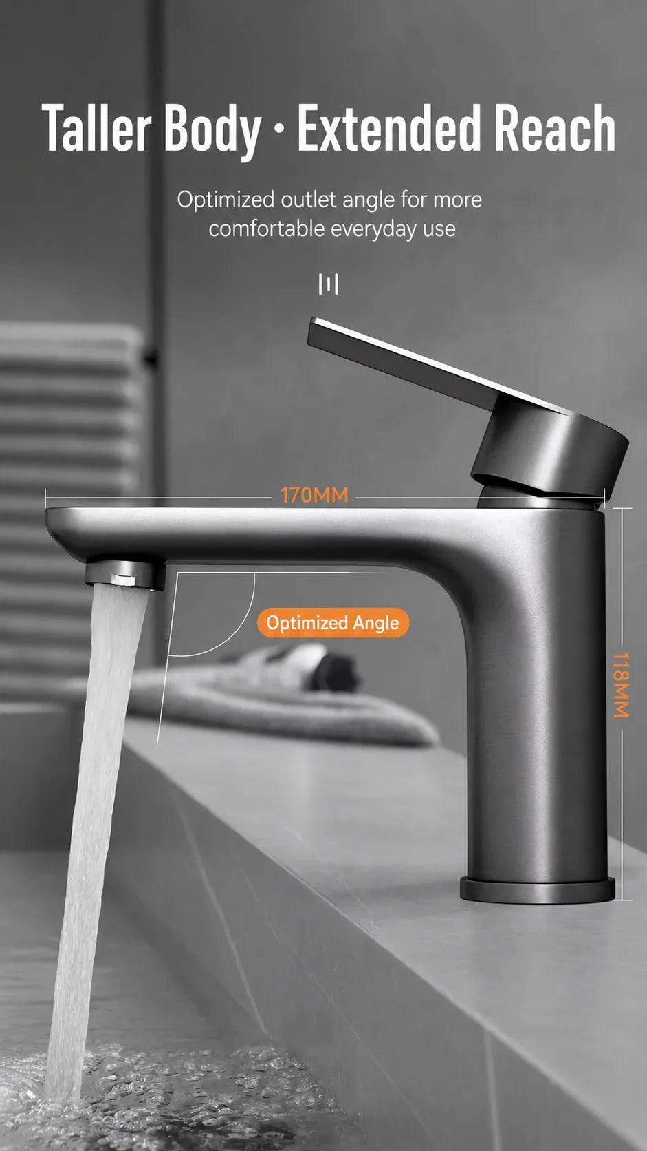 Bathroom Sink Faucet Stainless Steel Hot Cold Mixer Tap Single Handle Matte Black Silver Basin Tap