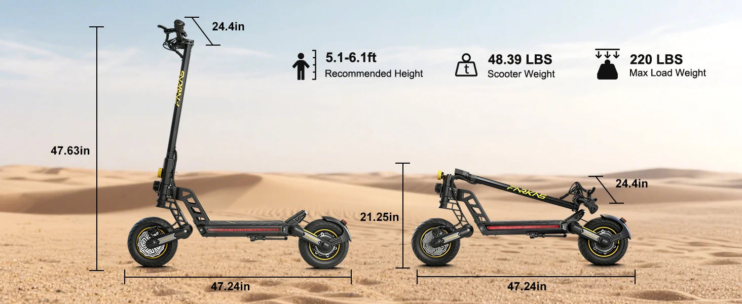 X17 Adult Electric Scooter Foldable Fast Speed Off-Road E Scooter with Dual Shock Absorption 1200W 48V
