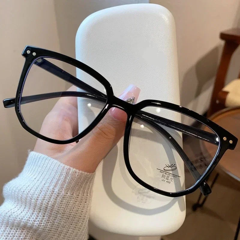 Anti Blue Light Presbyopia Eyeglasses Vintage Trend Oversized Square Hyperopia Eyewear Finished Prescription Reading Glasses