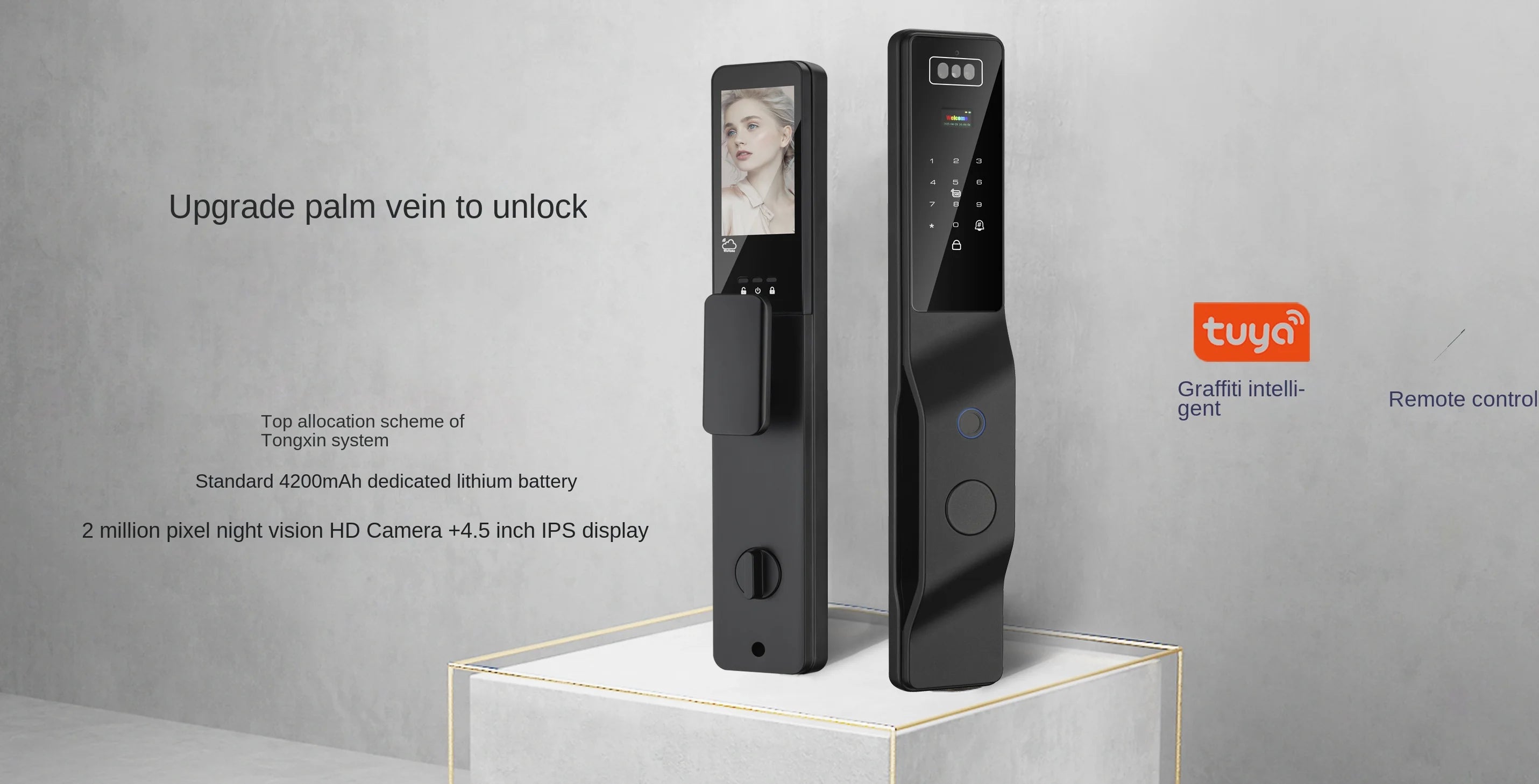 Tuya Wifi Palmprint 3d Face Recognition Smart Door Lock with Digital Camera Electronic Remote Control Door Lock for Wood Door